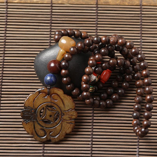 Vintage Round Wood Ethnic Unisex Necklaces