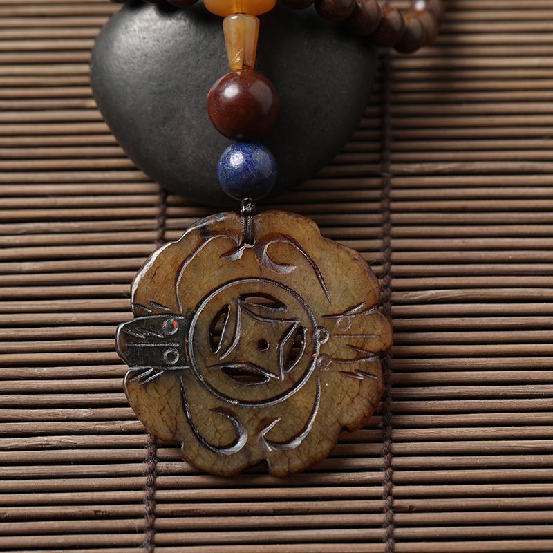 Vintage Round Wood Ethnic Unisex Necklaces