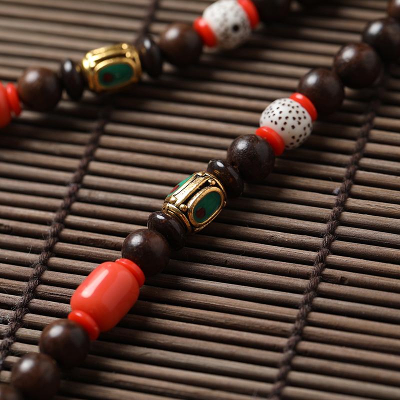 Vintage Round Wood Ethnic Unisex Necklaces