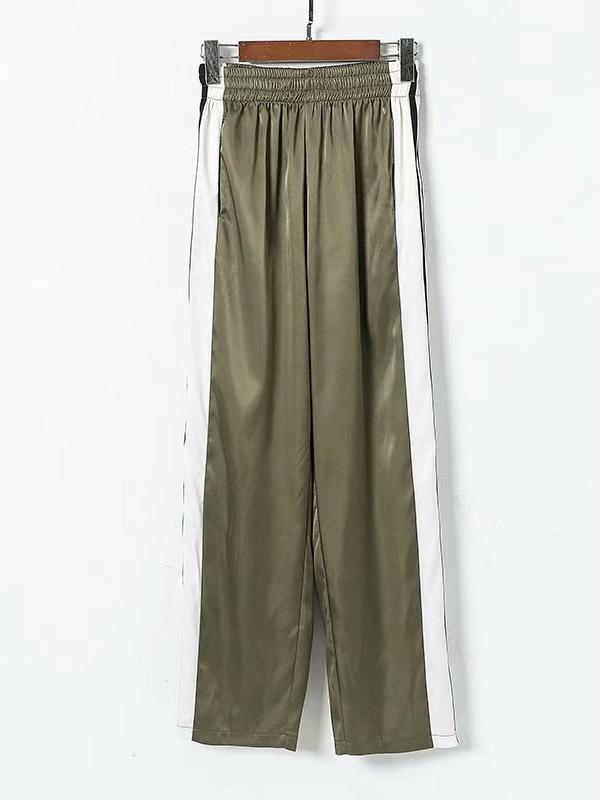 Solid Split-side Wide Leg Casual Bottom