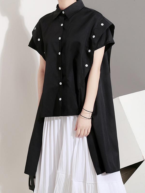 Loose Split-side Cropped Blouse