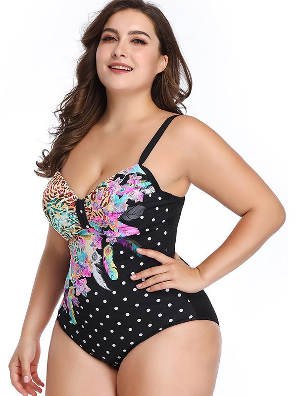 Sexy Printed Polka-Dot One-piece Swimsuit