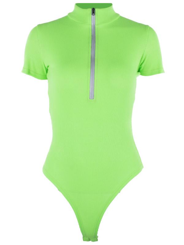 Short Sleeve Zipper Bodysuits