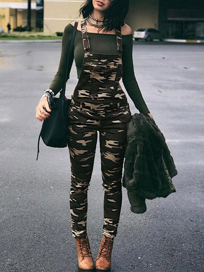 Camouflage Printed Casual Jumpsuit