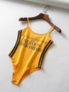 Spaghetti-neck Letter Printed Bodysuits