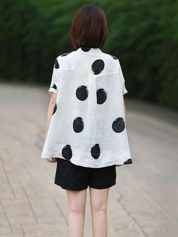 Loose A-line Polka-dot T-shirt