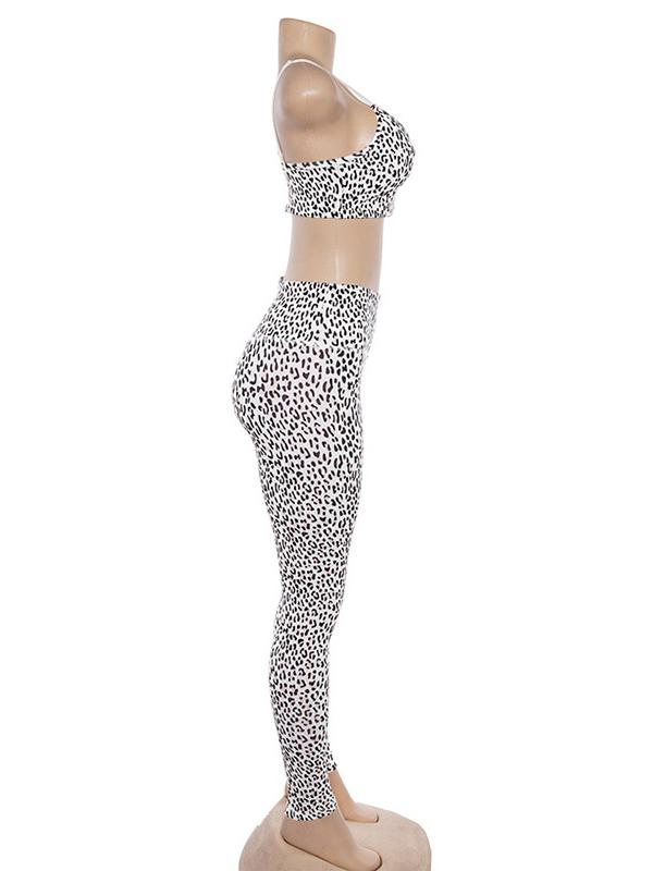 Leopard Printed Bra And Leggings Sport Suits