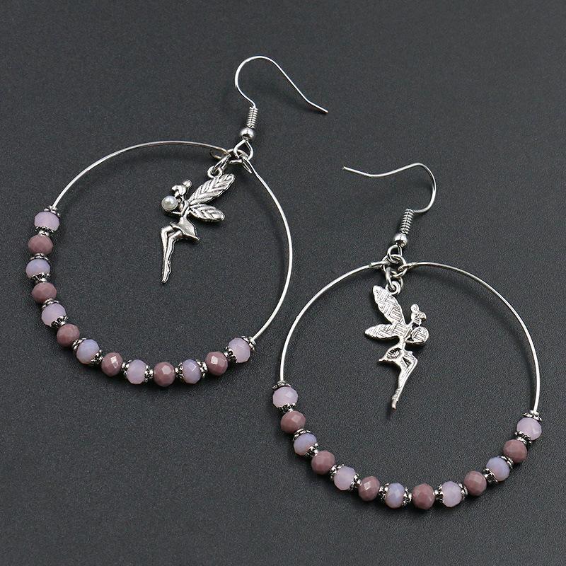 Buykud Simple Casual Beads Alloy Angel Earrings