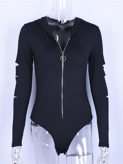 Sexy Zip-up Hooded Bodysuits