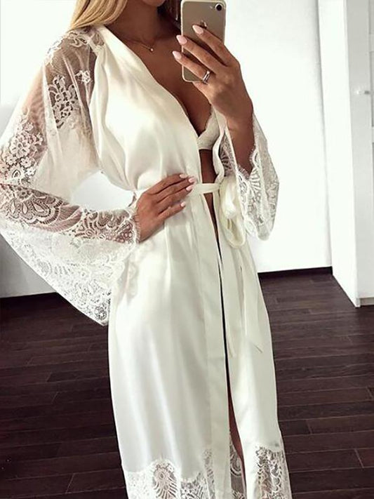 Lace Bandage Long Sleeve Cover-up Swimwear