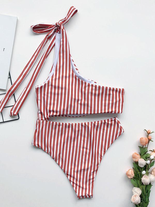 One-Shoulder Hollow One-Piece Swimwear