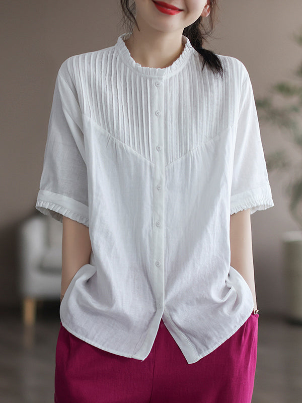 Original Artistic Retro Loose Pleated Blouse