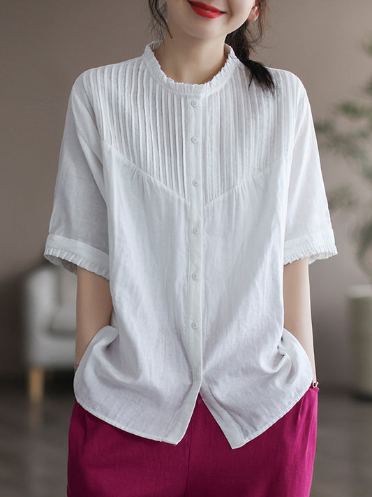 Original Artistic Retro Loose Pleated Blouse