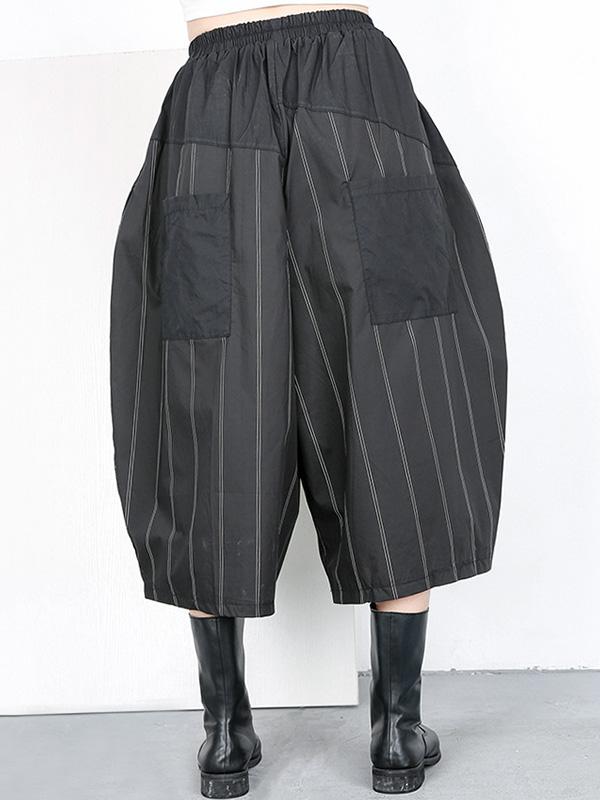 Stripes Wide-leg Elastic Fashion Pants