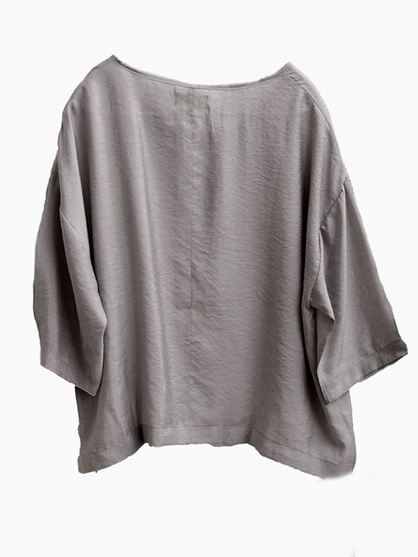 3/4 Sleeves Soft Ramie Cotton Blouse