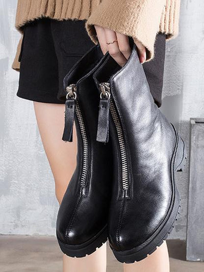 Warm Zipper Mid Calf Boots