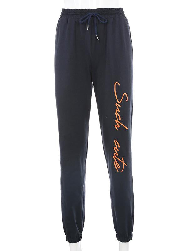 Letter Print Solid Color Athletic Pants