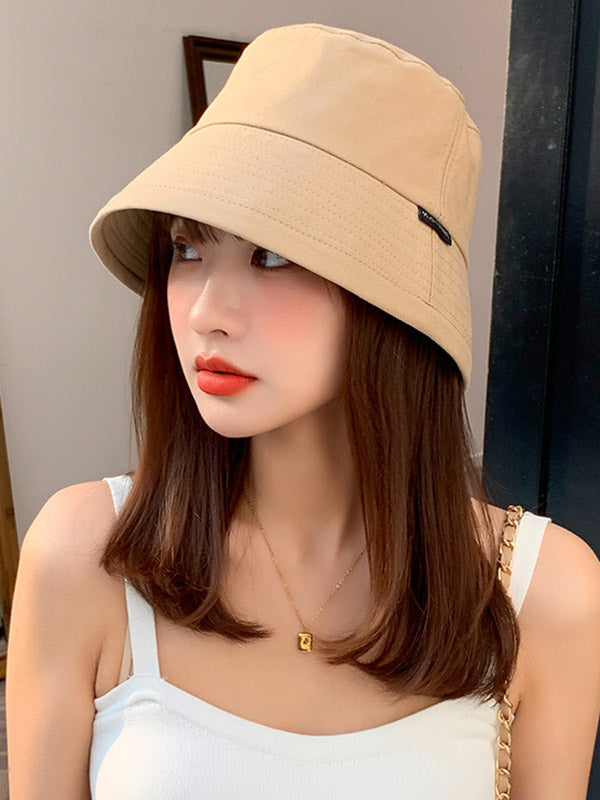 Casual Solid Color Wide Brim Fisherman Hat