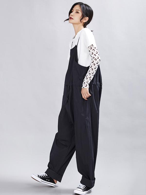 Loose Solid Braces Jumpsuit