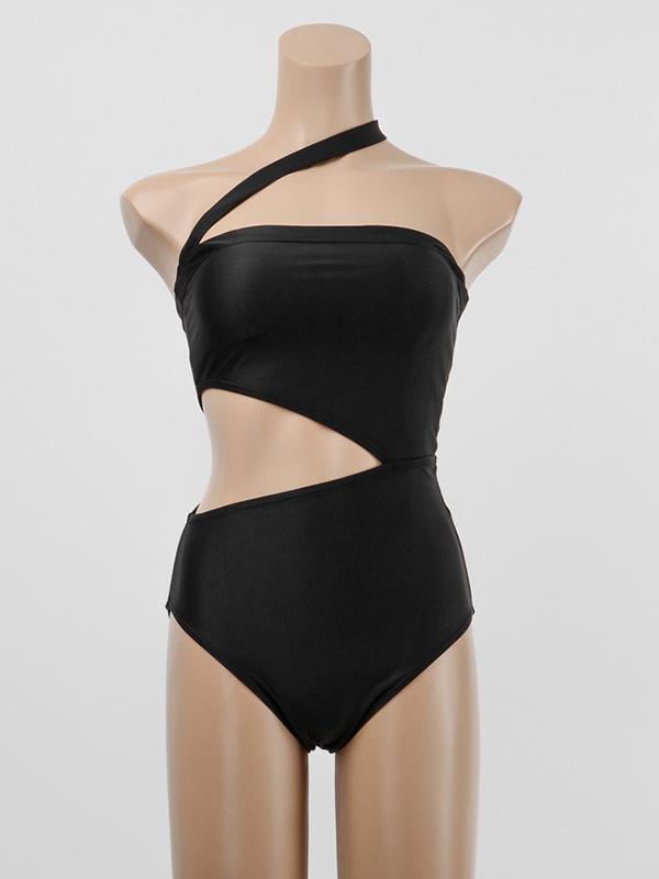 Asymmetric Hollow One-Piece Swimwear