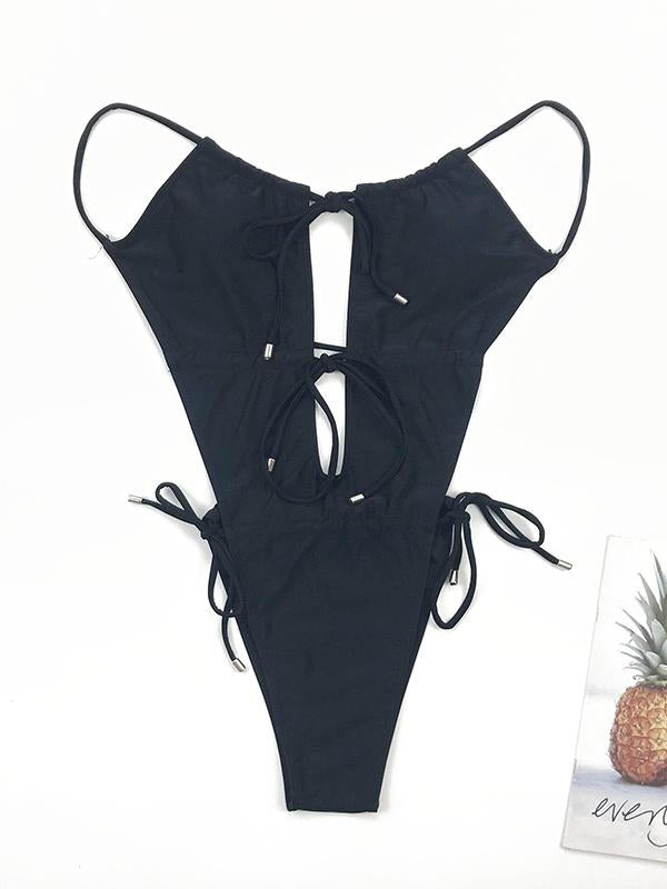 Sexy Bandage Hollow One-Piece Swimwear