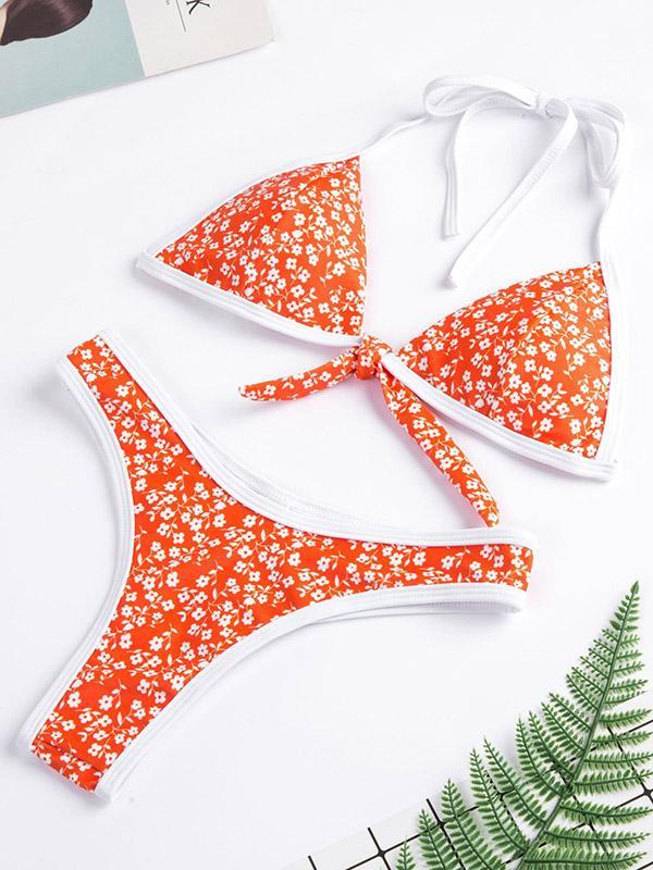 Floral Halter-neck Bikinis Swimwear