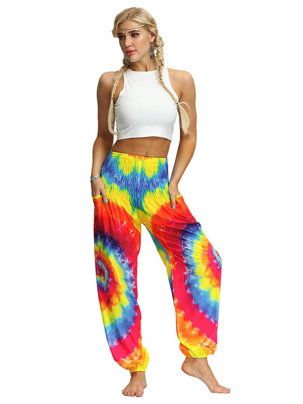 Bohemia Tie-Dyed Elastic Multi-Colored Knickerbockers& Yoga Pants