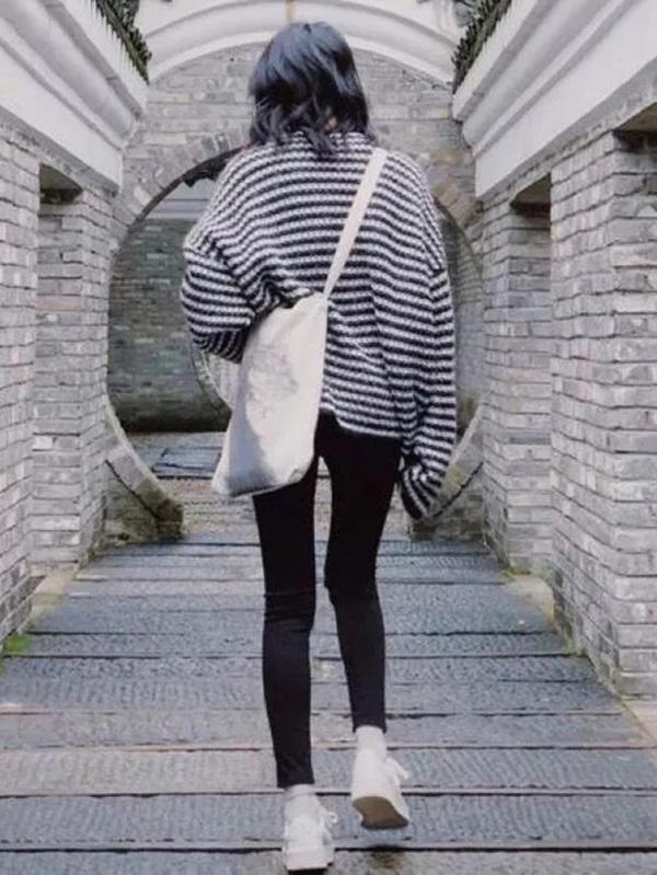 Fashion Striped Long Sleeves Knitting Loose Sweater Tops