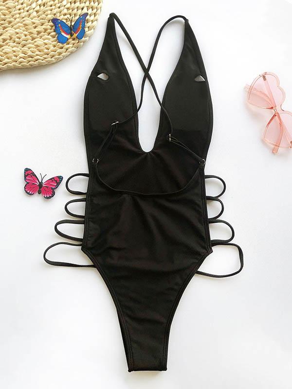 Sexy Hollow Bandage One-Piece Swimwear