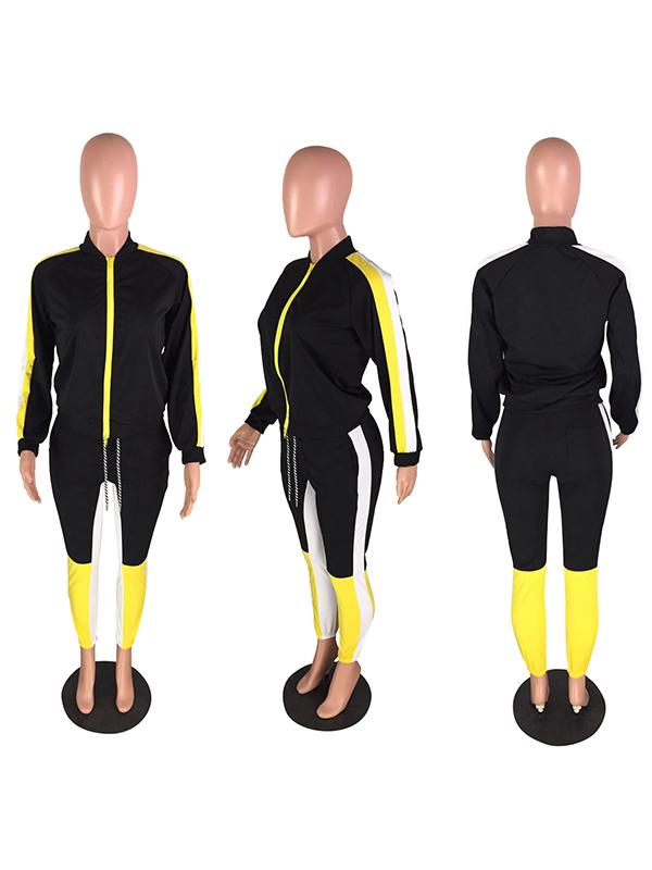 Casual Long Sleeves Split-joint Sports Suit