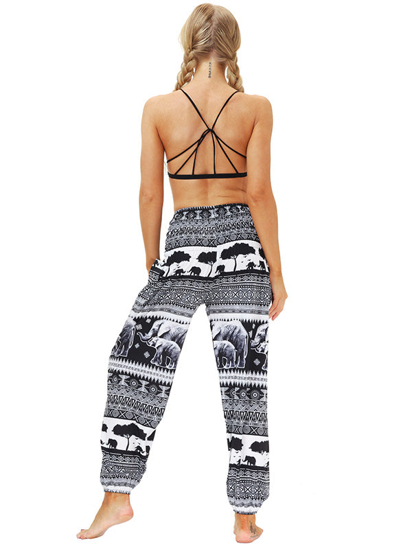 Bohemia Elephant Printed Elastic High Waisted Knickerbockers& Yoga Pants