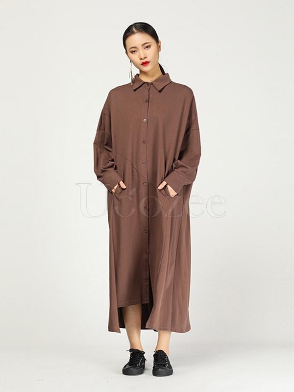 New Casual Pure Color Long Shirt Cover-up