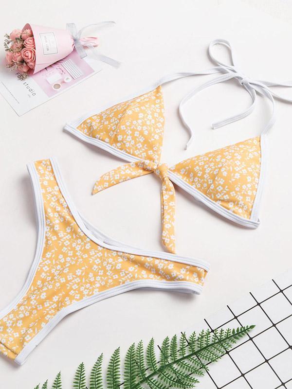 Floral Halter-neck Bikinis Swimwear