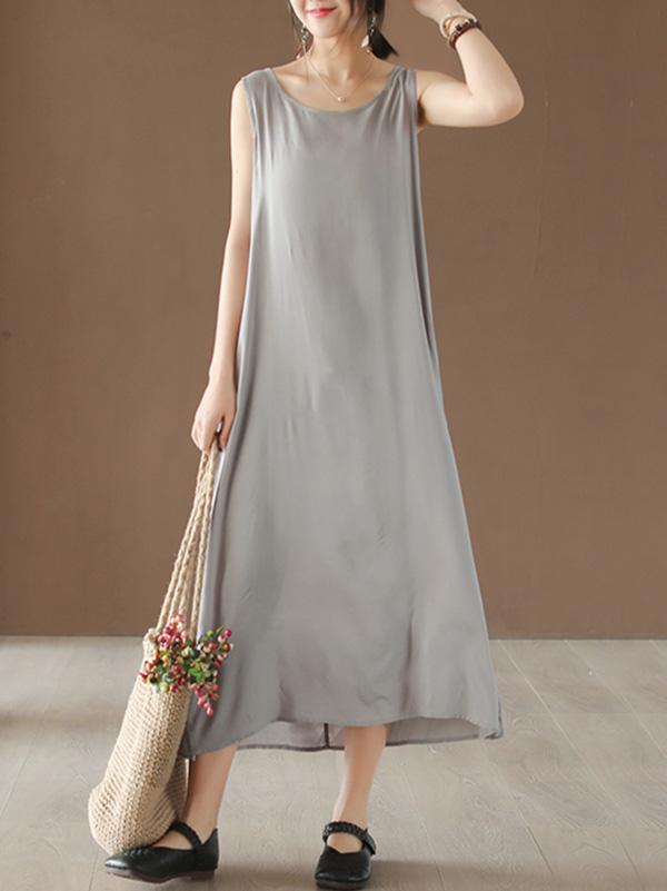 Loose Sleeveless Soft Long Dress