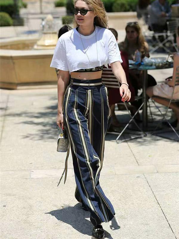 Fashion Strapes Bandage Wide Leg Pants