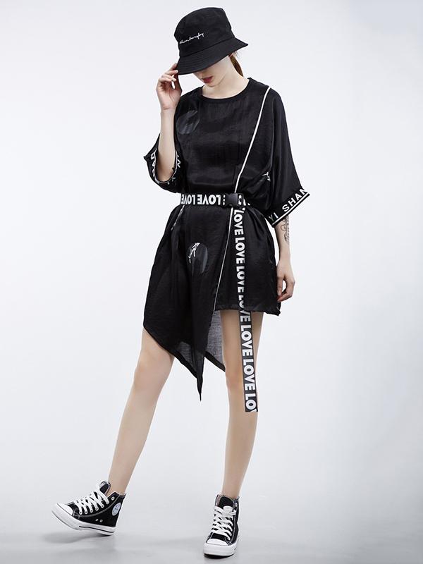 Vintage Oversize Printed Asymmetric Dress