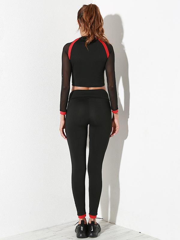 Mesh Panel Sport Tee And Legging Suits