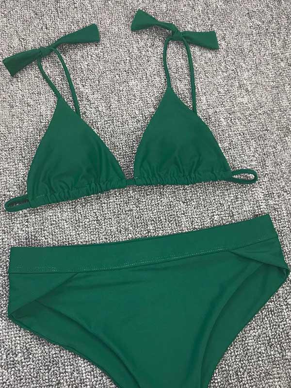 Sexy Bow Spaghetti-Neck Split Type Bikini Swimsuit