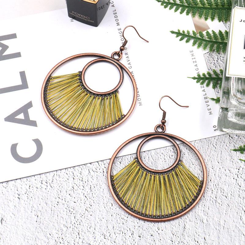 Fashion hand-woven fashion retro big circle bohemian hollow Earrings Wholesale