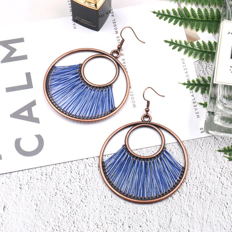 Fashion hand-woven fashion retro big circle bohemian hollow Earrings Wholesale