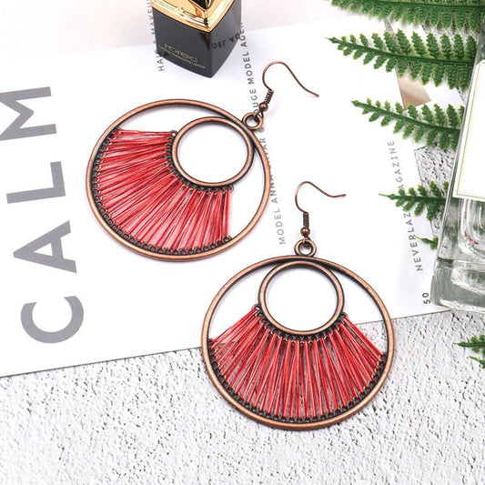 Fashion hand-woven fashion retro big circle bohemian hollow Earrings Wholesale