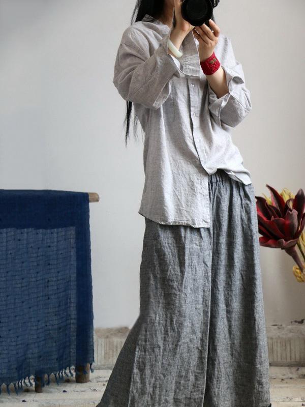 Pure Color Comfortable Super Loose Linen Cotton Pants