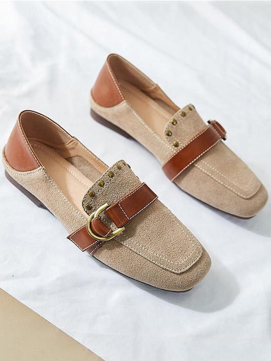 Comfortable Split-joint Leather  Flat Shoes