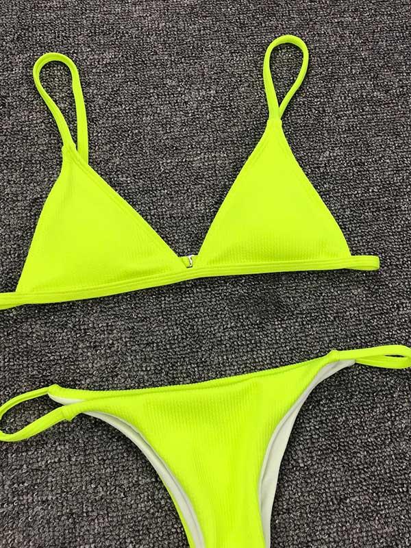 Plain Color Bikini Swimsuit