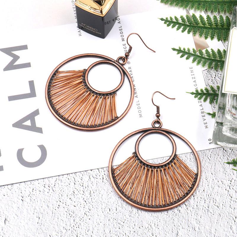 Fashion hand-woven fashion retro big circle bohemian hollow Earrings Wholesale