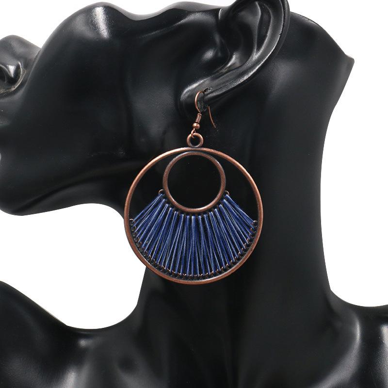 Fashion hand-woven fashion retro big circle bohemian hollow Earrings Wholesale