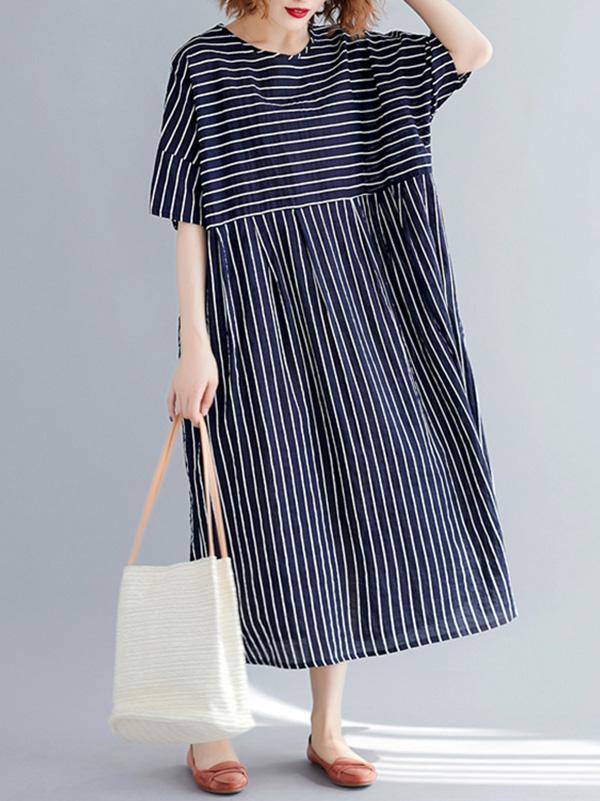 Loose Cotton Striped Dress