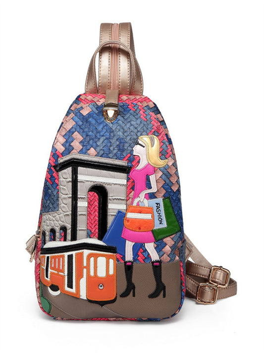 Fashion travel bag multi-function embroidery beauty romantic backpack