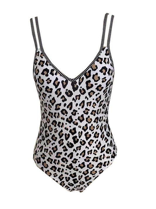 Leopard Print Backless One-Piece Swimwear