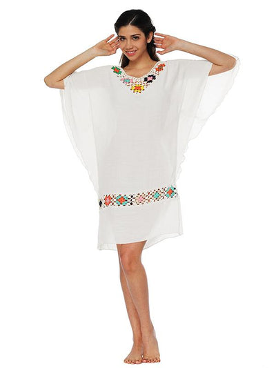 Falbala Batwing Sleeves Beach Cover-Up